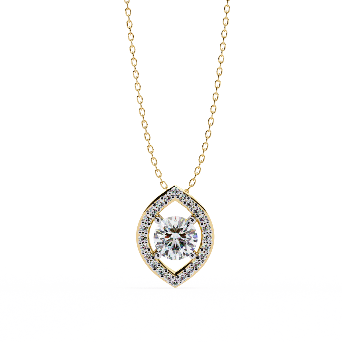Symmetrical Eye Shape Layering Pendant with Round Lab Grown Diamond - View 5