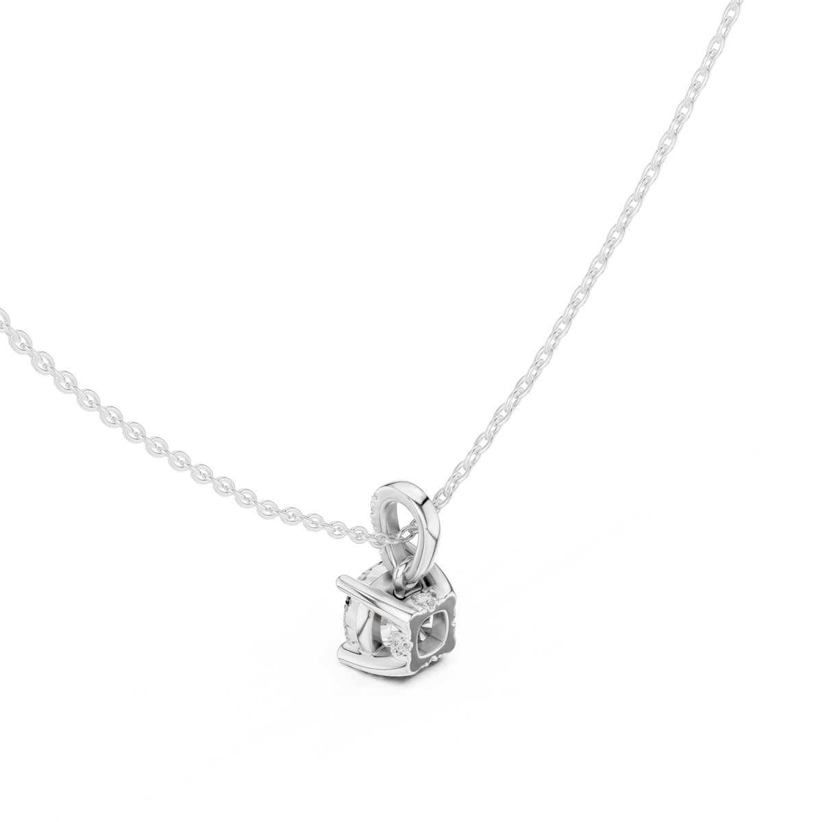 Cushion Cut Lab Grown Diamond Solitaire Pendant - View 6