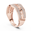Round Cut Moissanite Diamond Men's Double Pave Border Geometric Ring - View 8