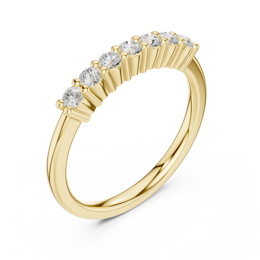 Round Cut Moissanite Diamond Half Eternity Bar Set Wedding Band - View 2