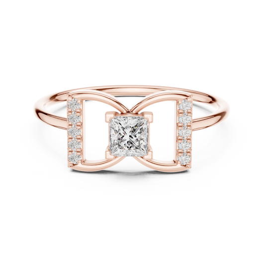 Princess Cut Geometric Pave Split Shank Lab Diamond Ring - View 2