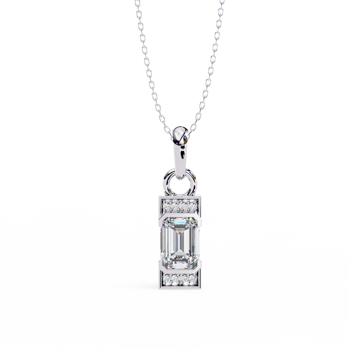 Emerald Cut Solitaire Pendant with Center Lab Grown Diamond - View 4