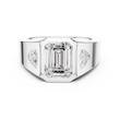 Emerald Cut Lab Grown Diamond Signet Ring With Trillion Accents - View 3