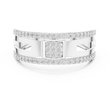 Round Cut Moissanite Diamond Men's Modern Side Cutout Architectural Wedding Band - View 3