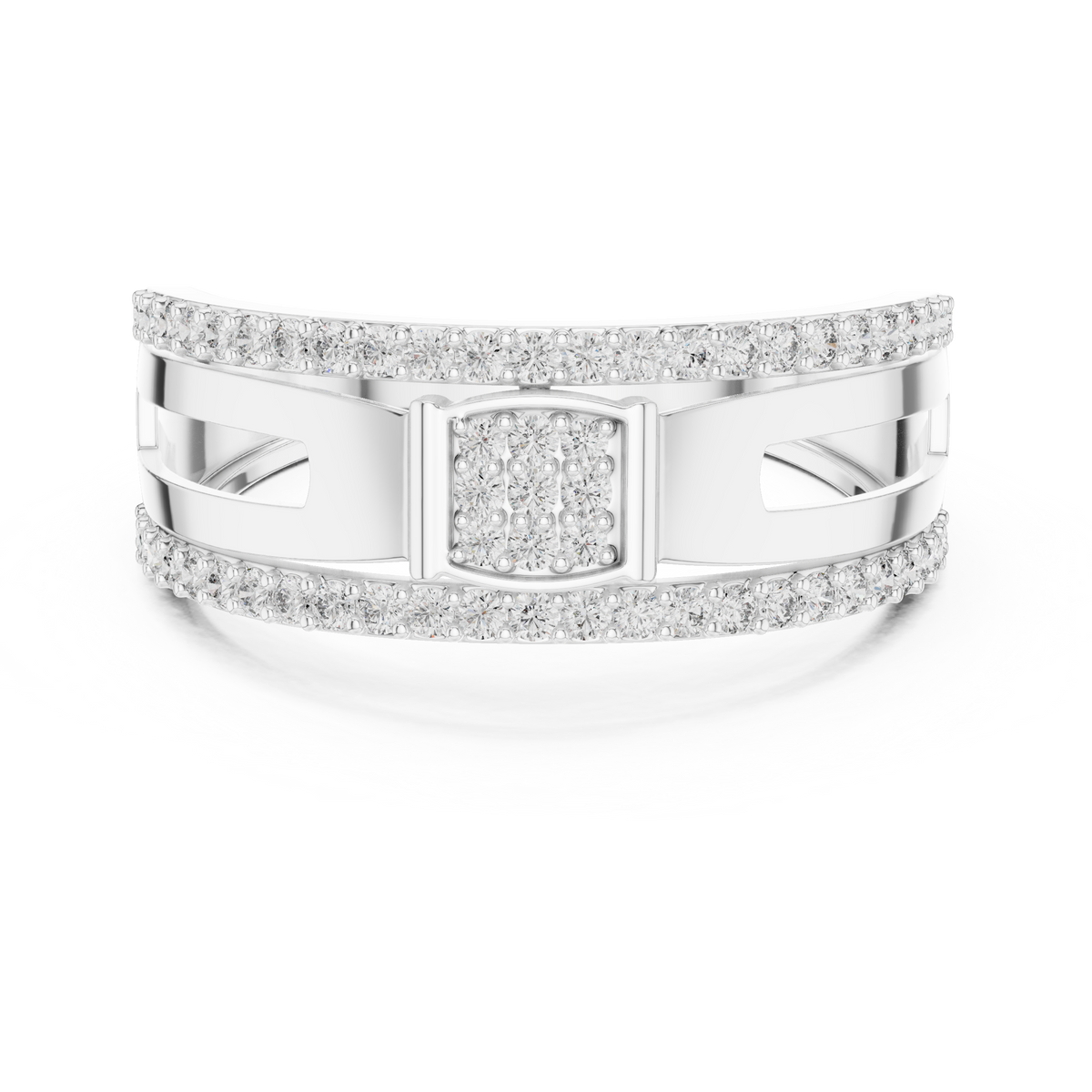 Round Cut Lab Grown Diamond Men's Modern Side Cutout Architectural Wedding Band - View 3