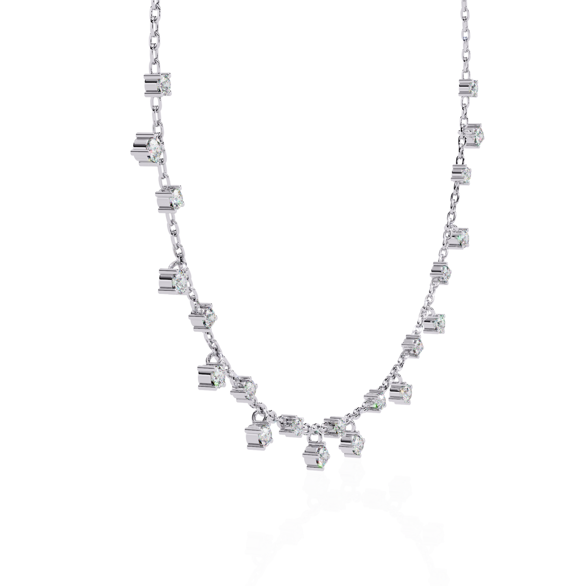 Princess Shape Round Lab Grown Diamond Choker Necklace - View 9
