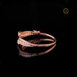 Baguette Emerald & Round Cut Lab Diamond Leaf Cluster Bypass Bangle - View 3