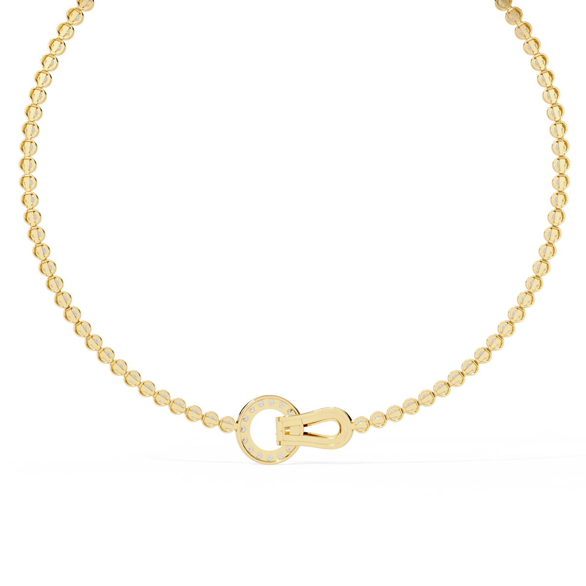 Pave Buckle Clasp Round Moissanite Diamond Tennis Necklace - View 8