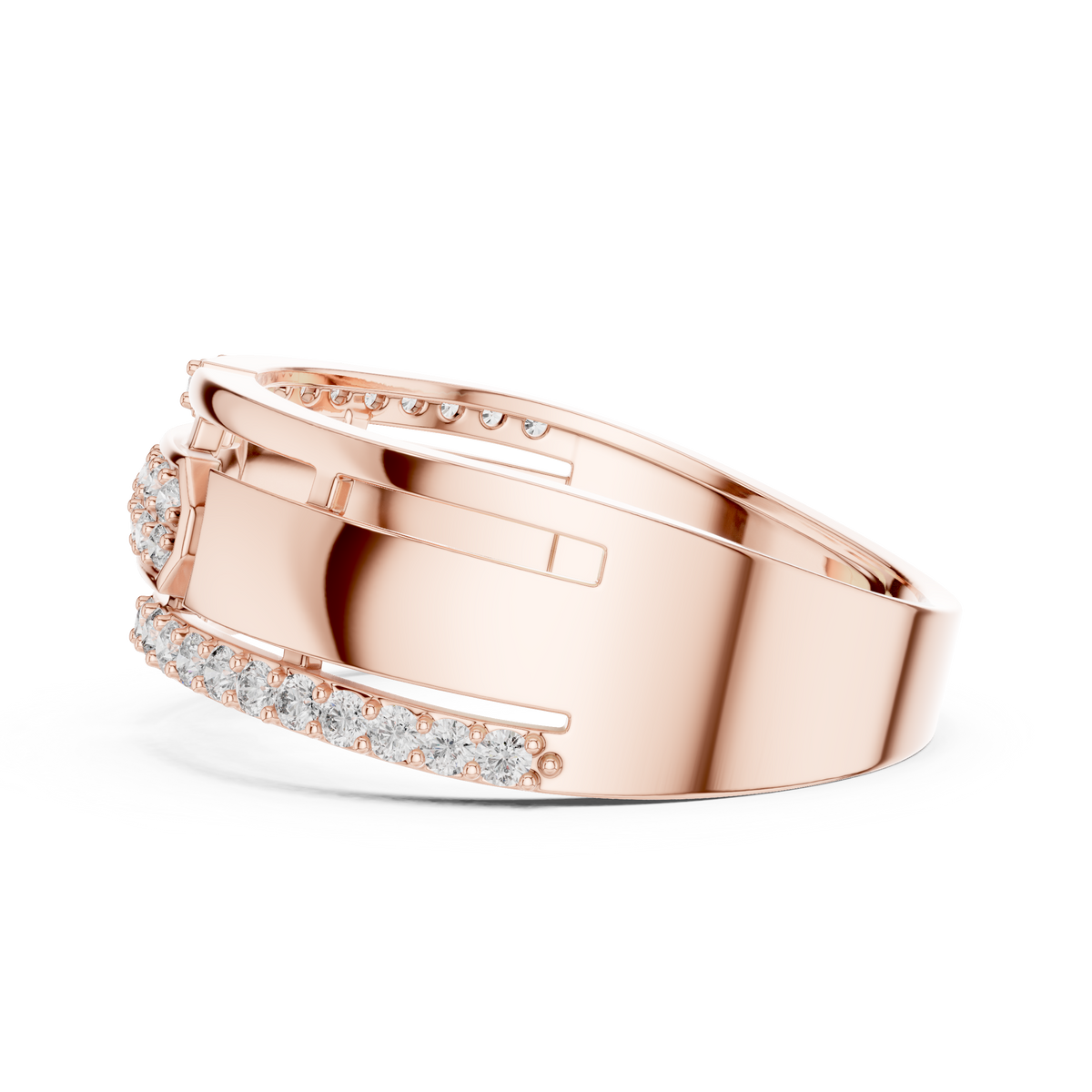 Round Cut Moissanite Diamond Men's Center Plate Pave Gold Statement Band - View 11
