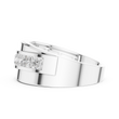 Round Cut Lab Grown Diamond Men's Curved Swirl Channel Set Gold Band - View 9