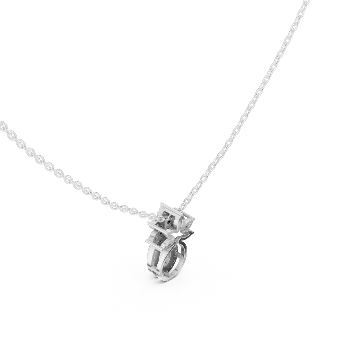 Lotus Motif Statement Charm Featuring Pear Lab Grown Diamond Pendant - View 9
