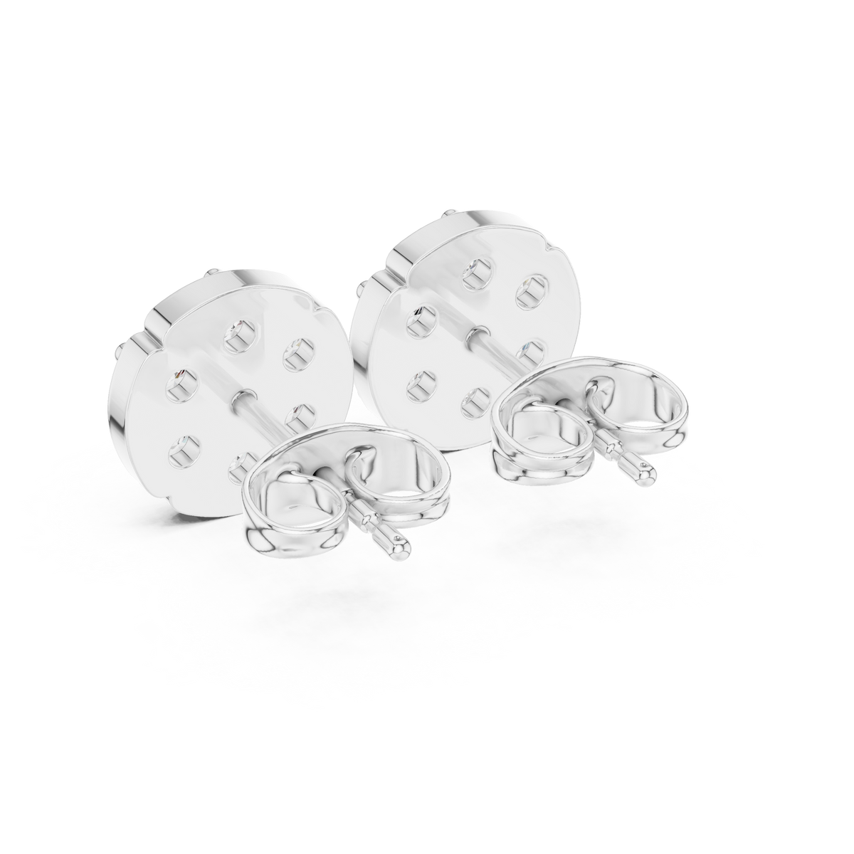 Aurora Halo Blossom Round Lab Diamond Cluster Stud Earrings with Rounded Floral Silhouette - View 12