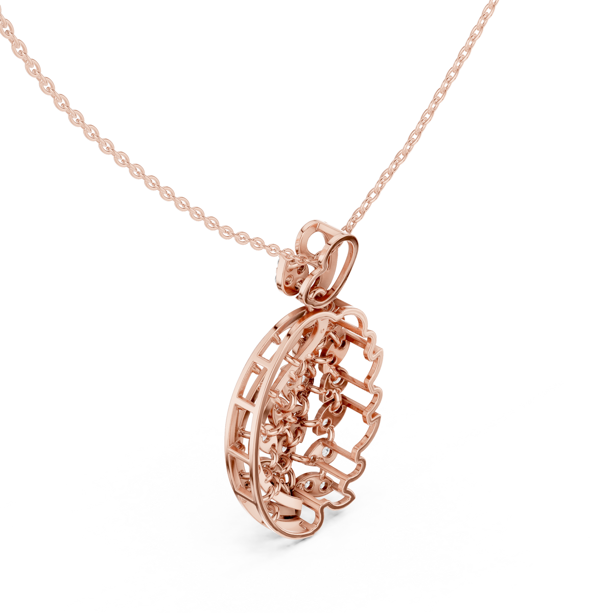 Leaf Motif Nature Inspired Moissanite Diamond Pendant Necklace - View 8