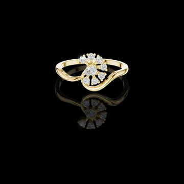 Floral Lab Diamond Cluster Ring With Bypass Band