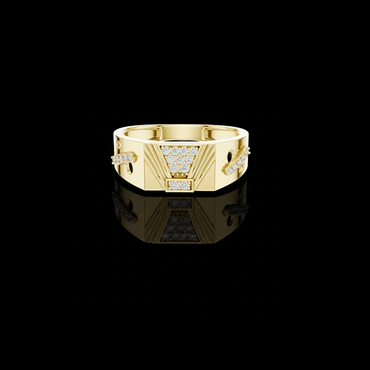 Round Cut Moissanite Diamond Men's Modern Openwork Orbital Cutout Engagement Ring