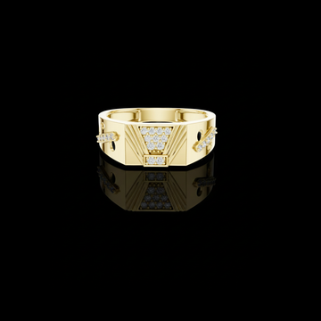 Round Cut Moissanite Diamond Men's Modern Openwork Orbital Cutout Engagement Ring