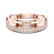 Round Cut Lab Grown Diamond Men's Square Cluster Pave Border Gold Band - View 2