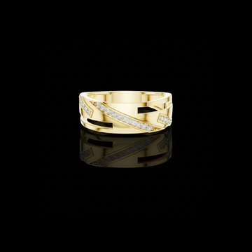 Round Cut Moissanite Diamond Men's Unique Architectural Bypass Engagement Ring