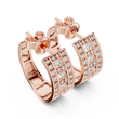 Round Lab Diamond Geometric Grid C Hoop Earrings with Micro Pavé Rows - View 5