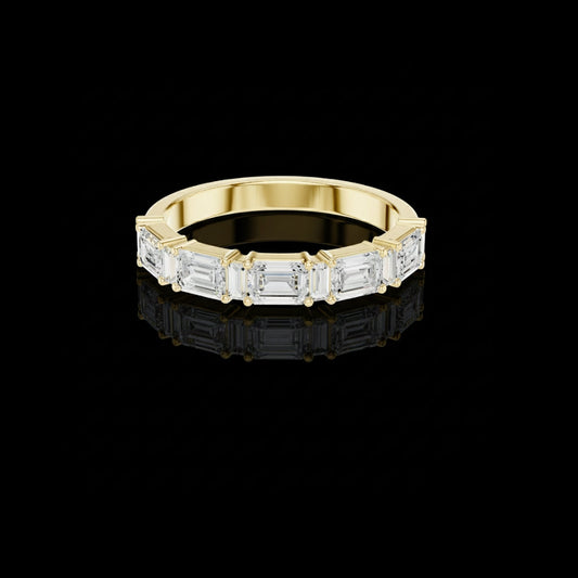 Half Eternity Emerald Cut Moissanite Diamond Wedding Band