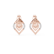 Layered Leaf Round Lab Diamond Geometric Stud Earrings with Pavé Detail - View 2