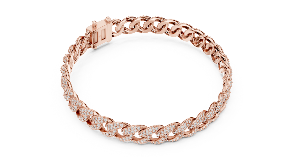Round Cut Moissanite Diamond Miami Cuban Link Bracelet - View 8