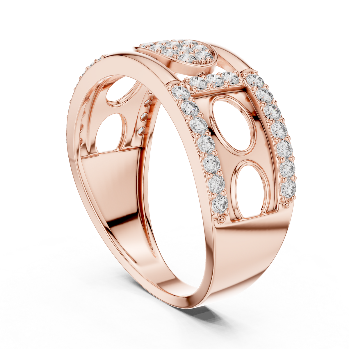 Round Cut Lab Grown Diamond Men's Oval Medallion Openwork Gold Ring - View 8