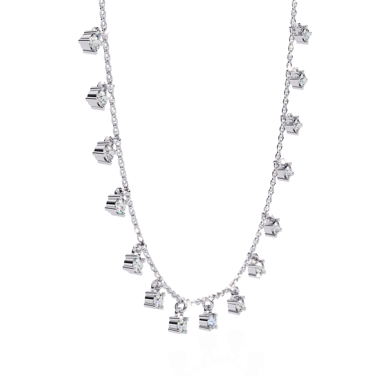 Round Cut Moissanite Diamond Dangle Charm Choker Necklace - View 7