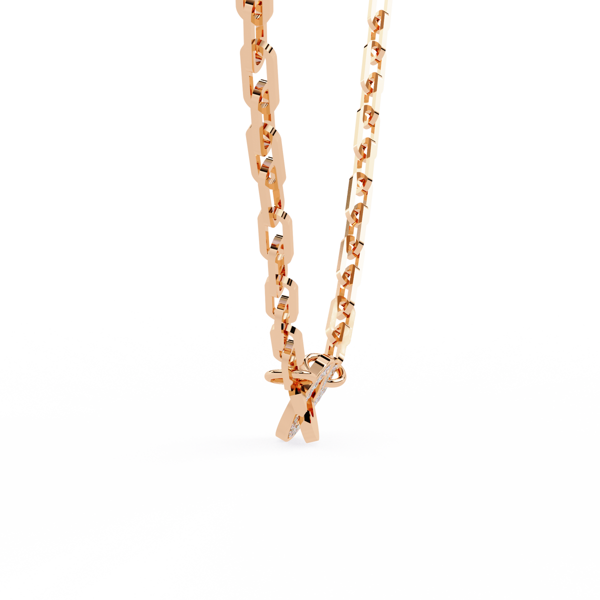 Clip Chain Necklace with Pave Moissanite Diamond Clasp - View 6