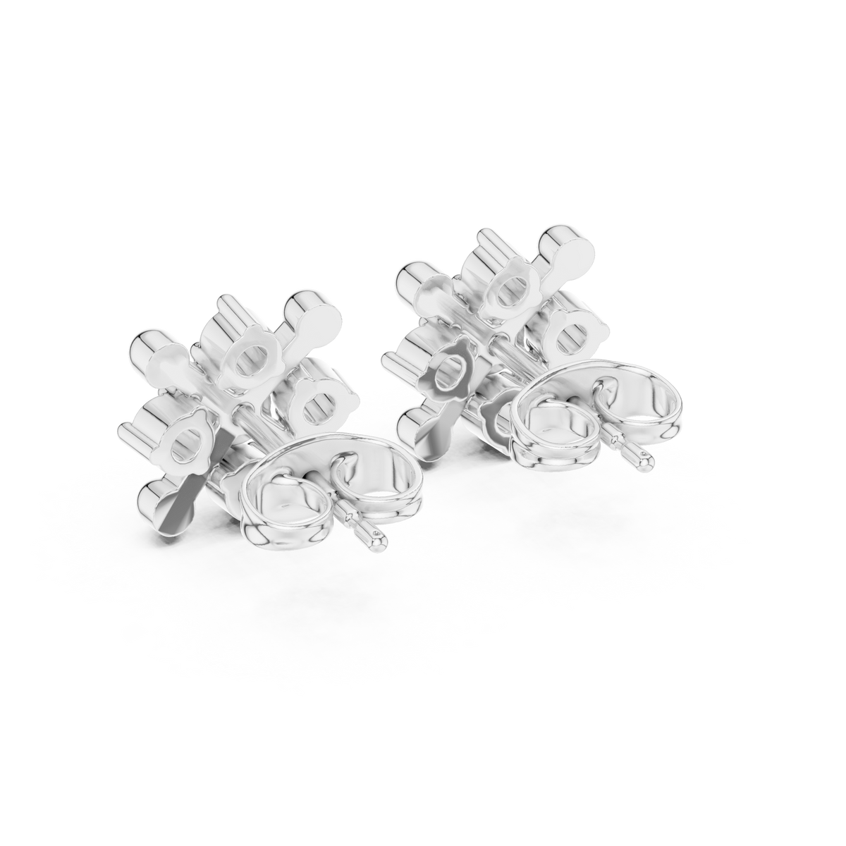 Orbital Nova Round Lab Diamond Cluster Stud Earrings with Starburst Geometry - View 12