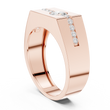 Round Cut Moissanite Diamond Men's Bezel Center Octagon Signet Ring - View 11