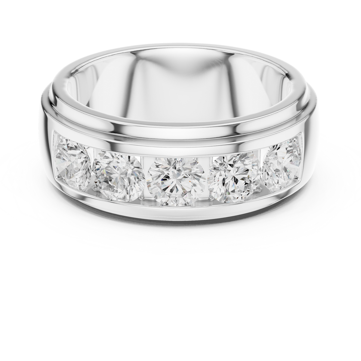 Round Cut Lab Grown Diamond Men's Heavy Gold Classic Wedding Ring - View 3