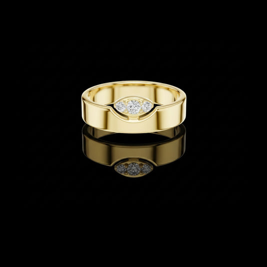 Round Cut Moissanite Diamond Men's Unique Geometric Anniversary Ring