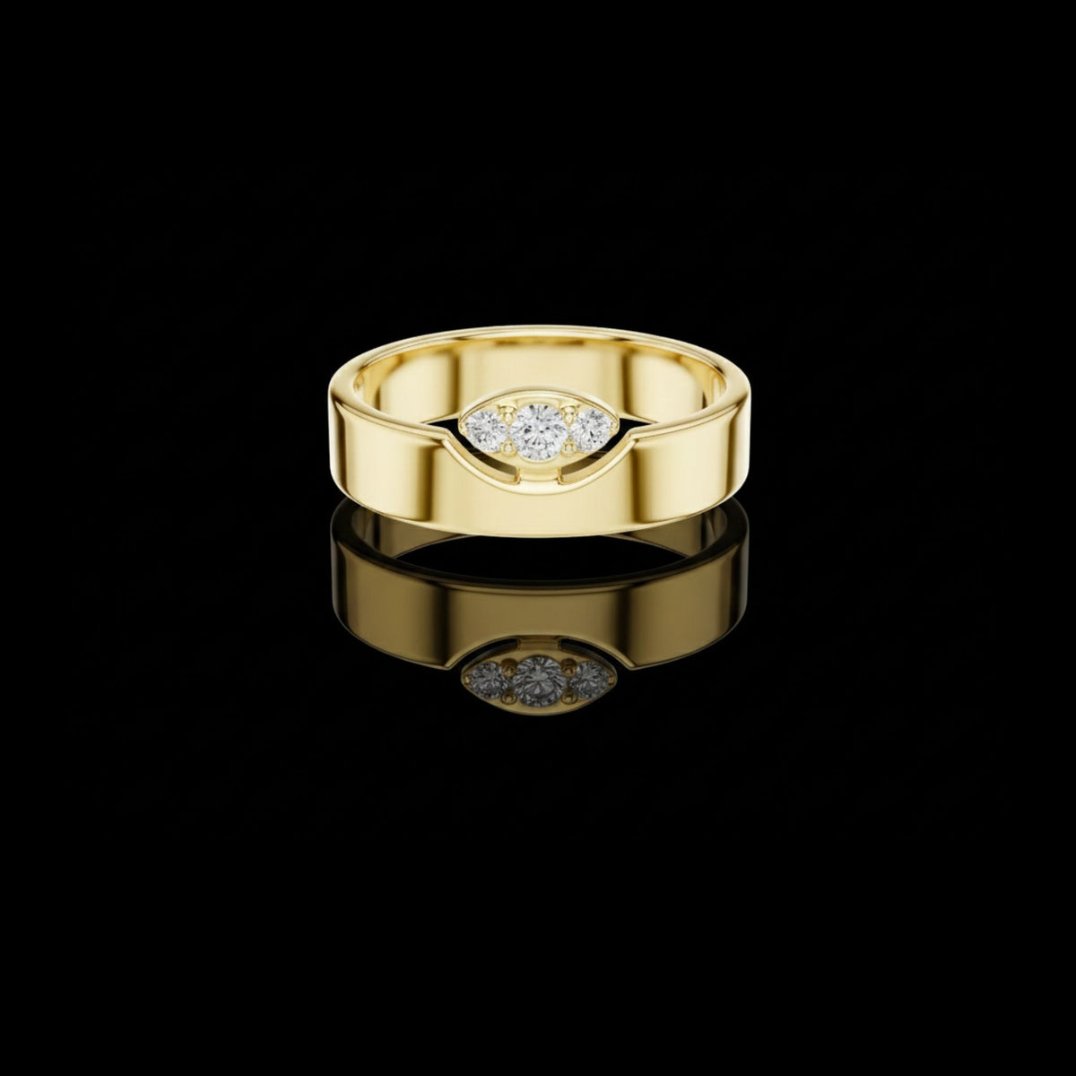 Round Cut Lab Grown Diamond Men's Unique Geometric Anniversary Ring