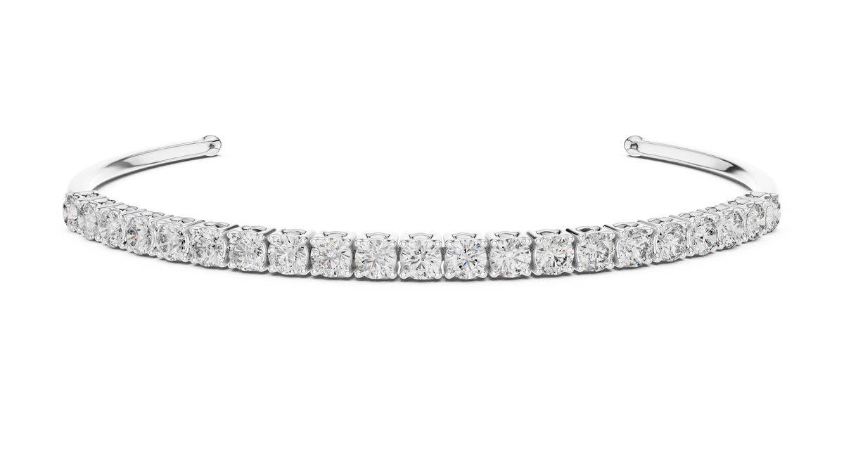 Open Cuff Round Moissanite Diamond Bracelet for Women - View 3