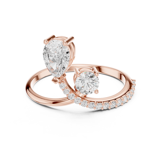 Pear Cut Moissanite Diamond Open Bypass Engagement Ring - View 2