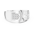 Round Cut Moissanite Diamond Men's Square Cluster & Curved Arc Ring - View 3