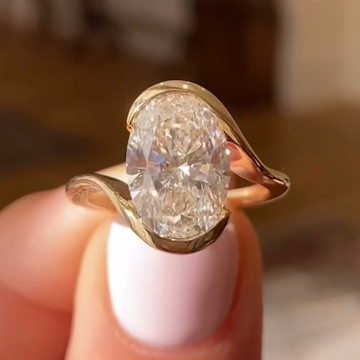 Oval Lab Diamond Bypass Solitaire Engagement Ring