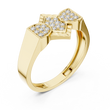 Round Cut Moissanite Diamond Men's Modern Three Cluster Statement Ring - View 4