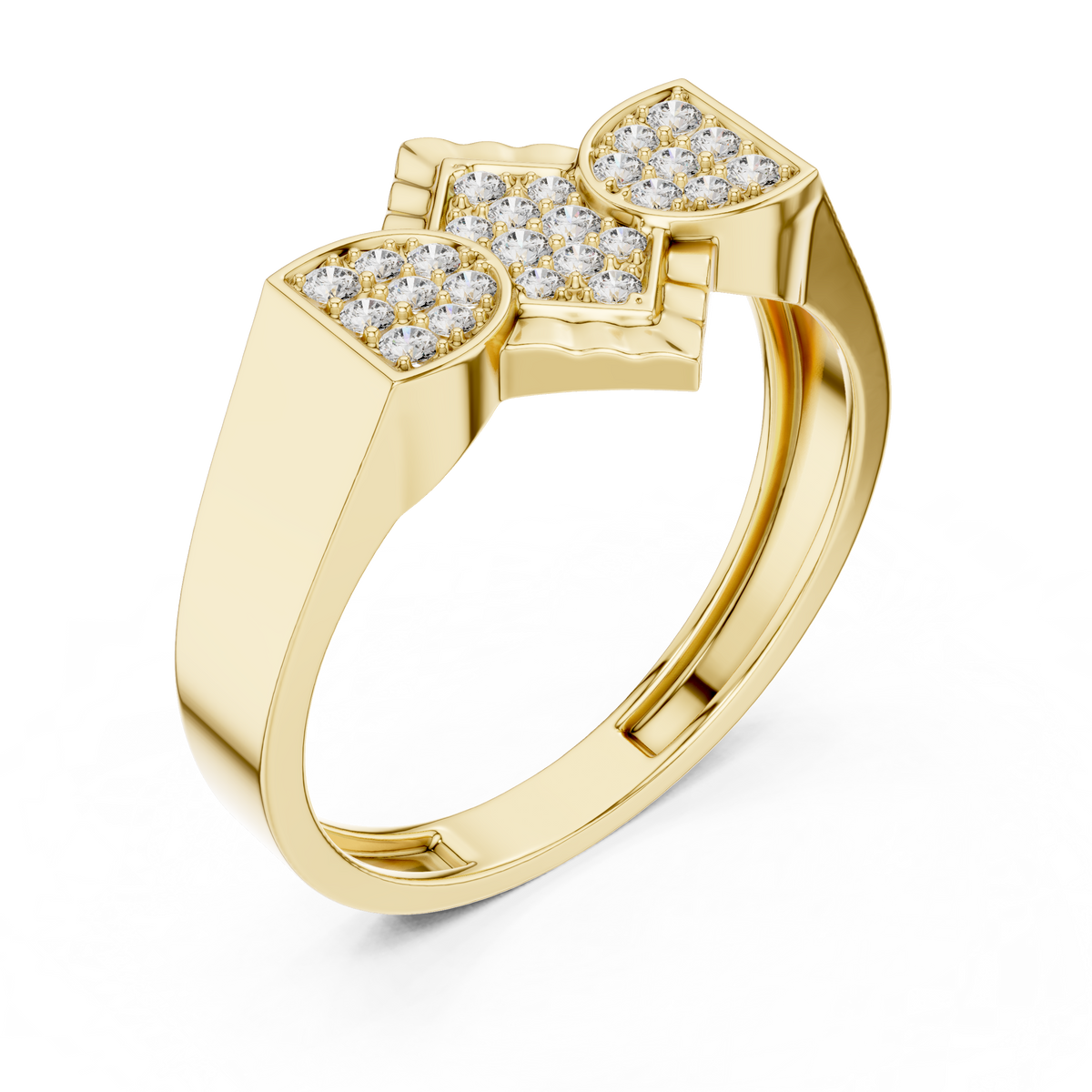 Round Cut Moissanite Diamond Men's Modern Three Cluster Statement Ring - View 4