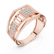 Round Cut Lab Grown Diamond Men's Pillar Cage Geometric Gold Statement Band - View 5