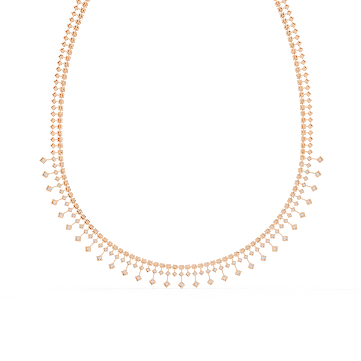 Lab Grown Diamond Fringe Tennis Necklace with Princess Shape Drops - View 9