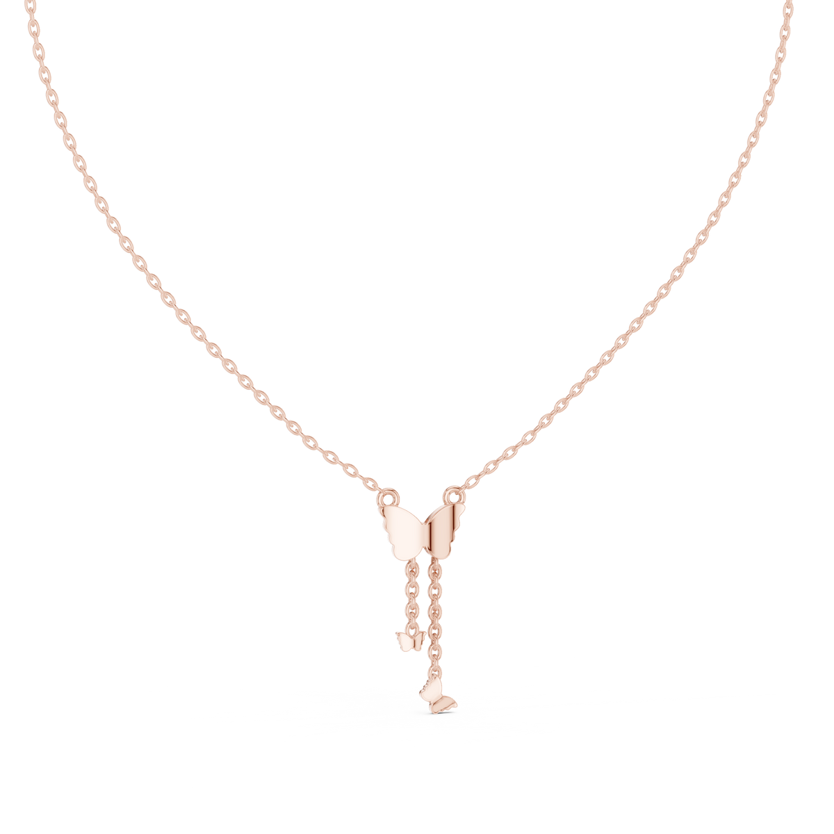 Butterfly Dangle Pendant with Pave Round Moissanite Diamond - View 11