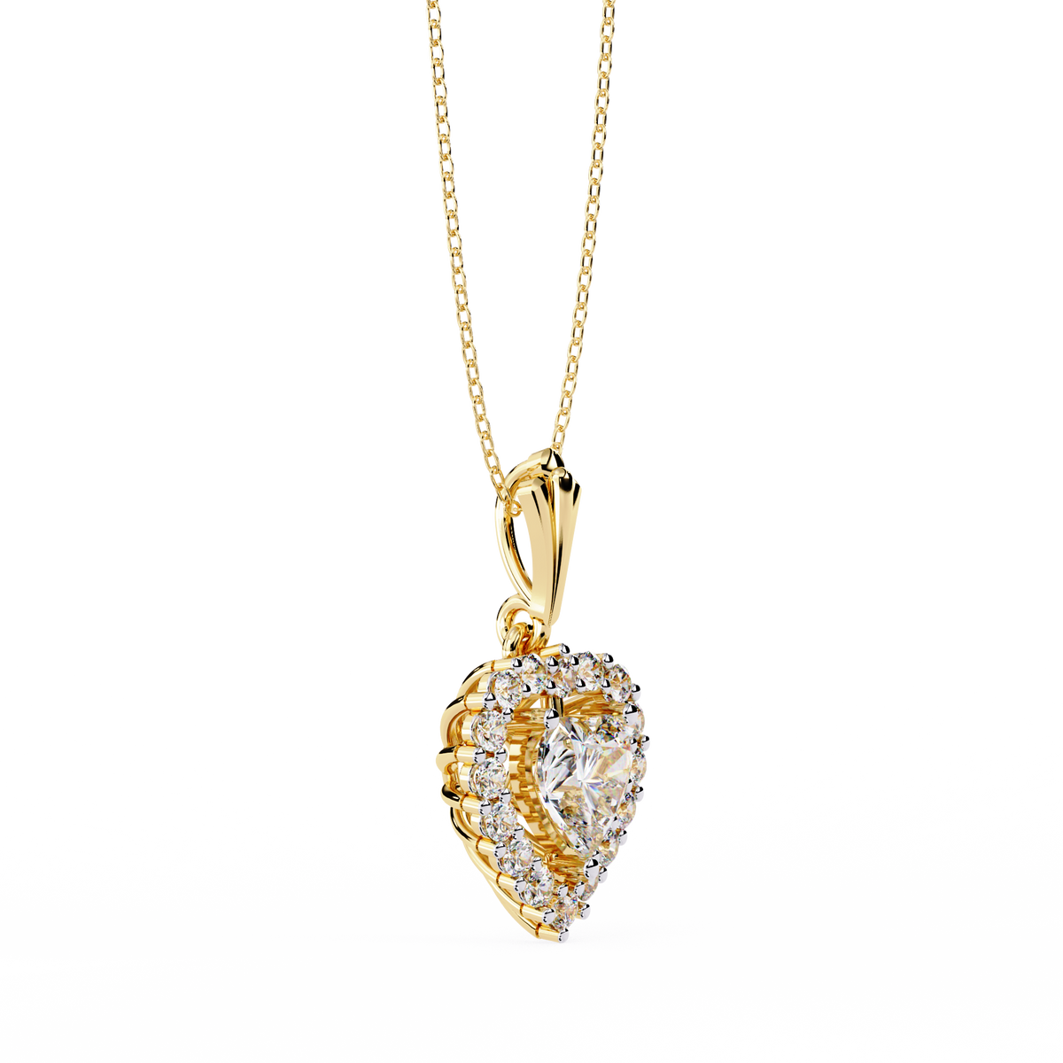 Heart Shape Lab Grown Diamond Halo Pendant Necklace - View 10
