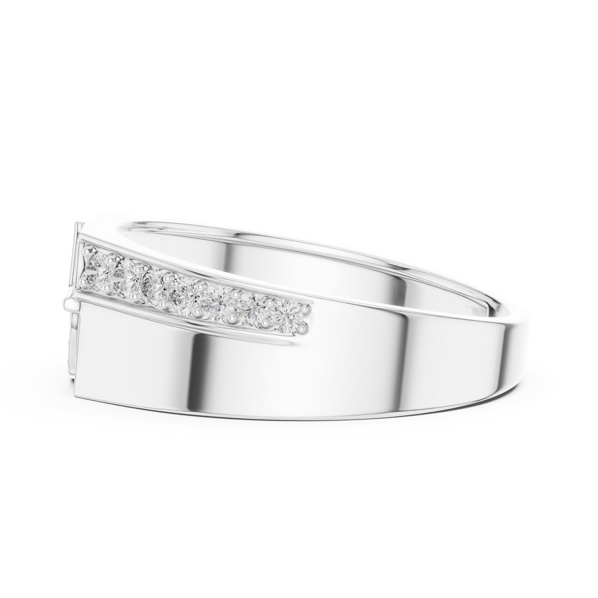 Round Cut Moissanite Diamond Men's Split Circle Medallion Statement Band - View 12