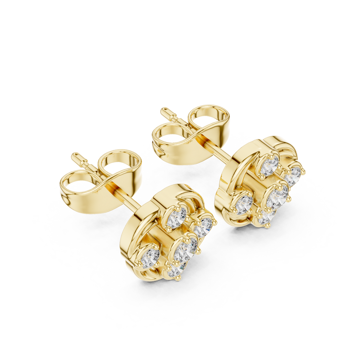 Celestial Swirl Round Lab Diamond Cluster Stud Earrings with Radiant Circular Brilliance - View 4