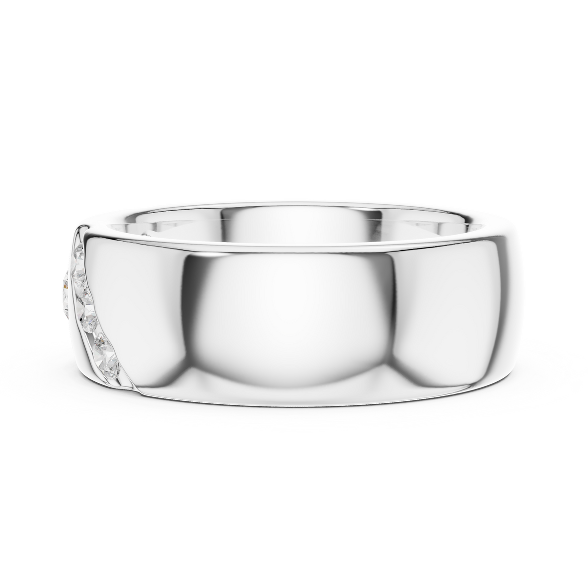 Round Cut Lab Grown Diamond Men's Swirl Channel Set Heavy Statement Ring - View 9