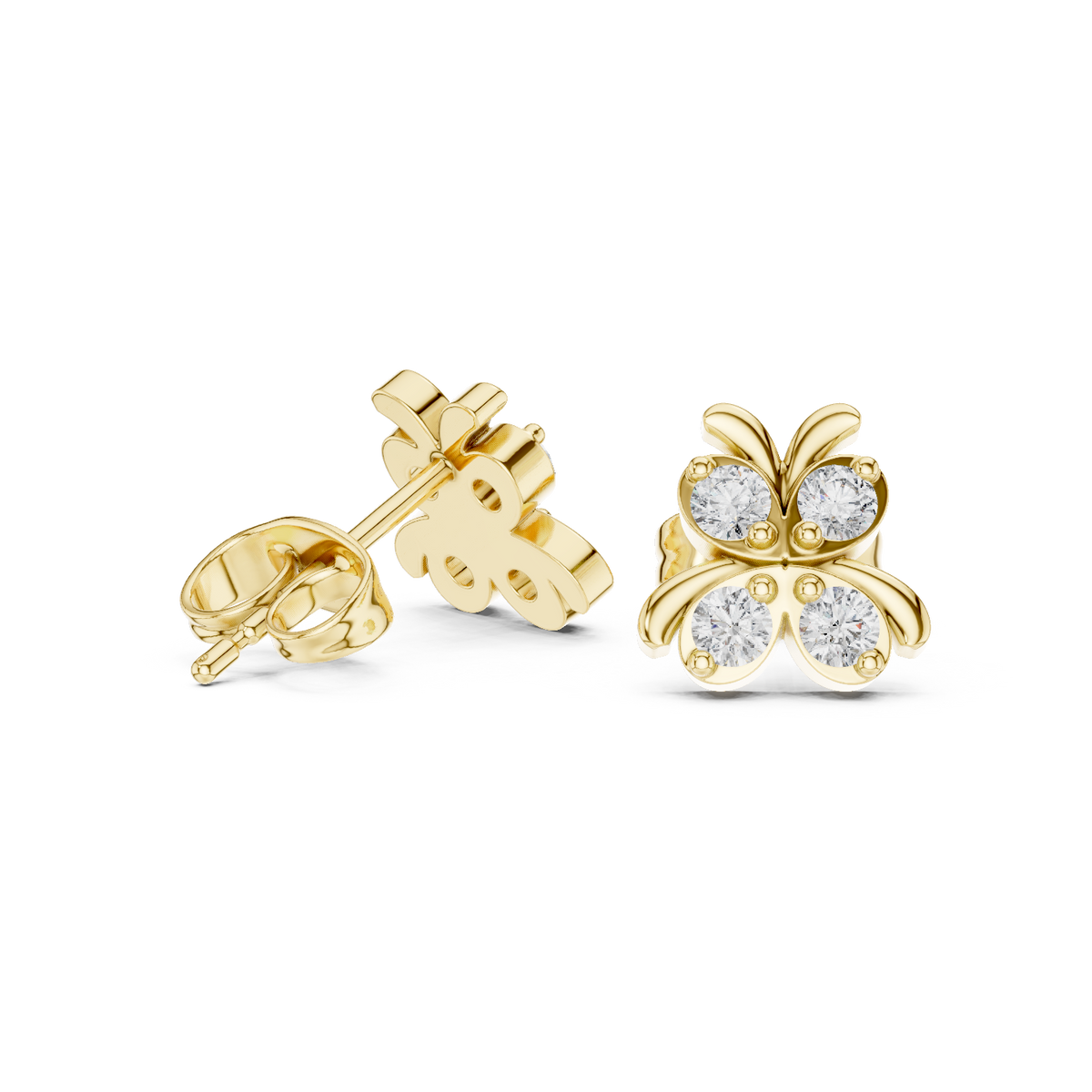 Artfully Sculpted Butterfly Design Featuring Brilliant Round Lab Diamond Earring - View 7