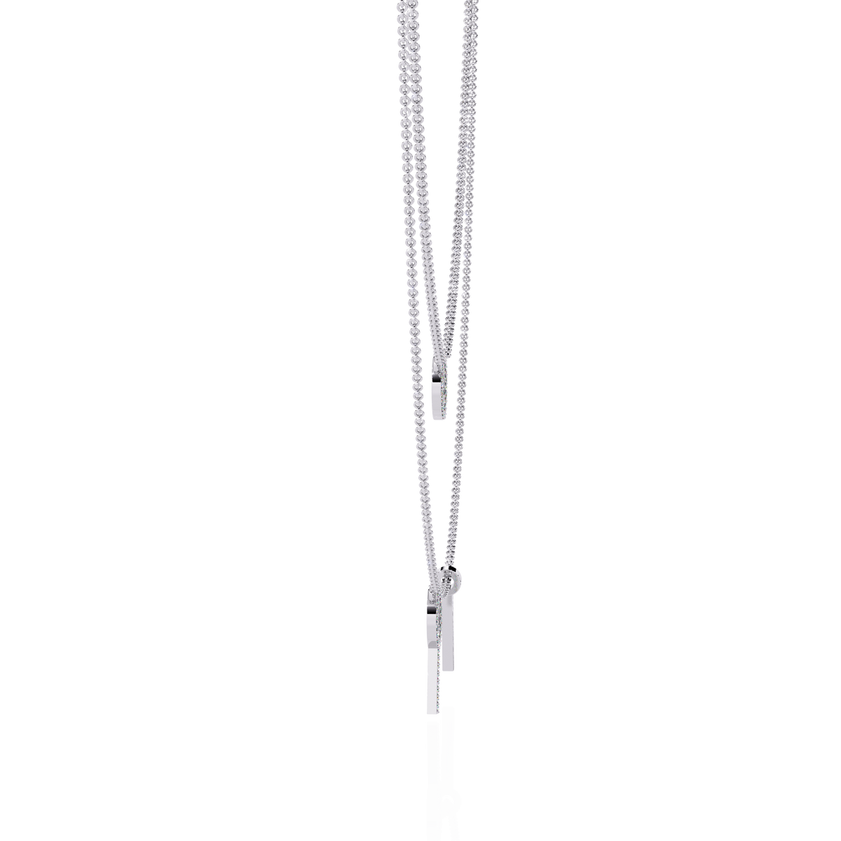 Layered Open Circle Bar Pendant Lab Grown Double Necklace - View 9