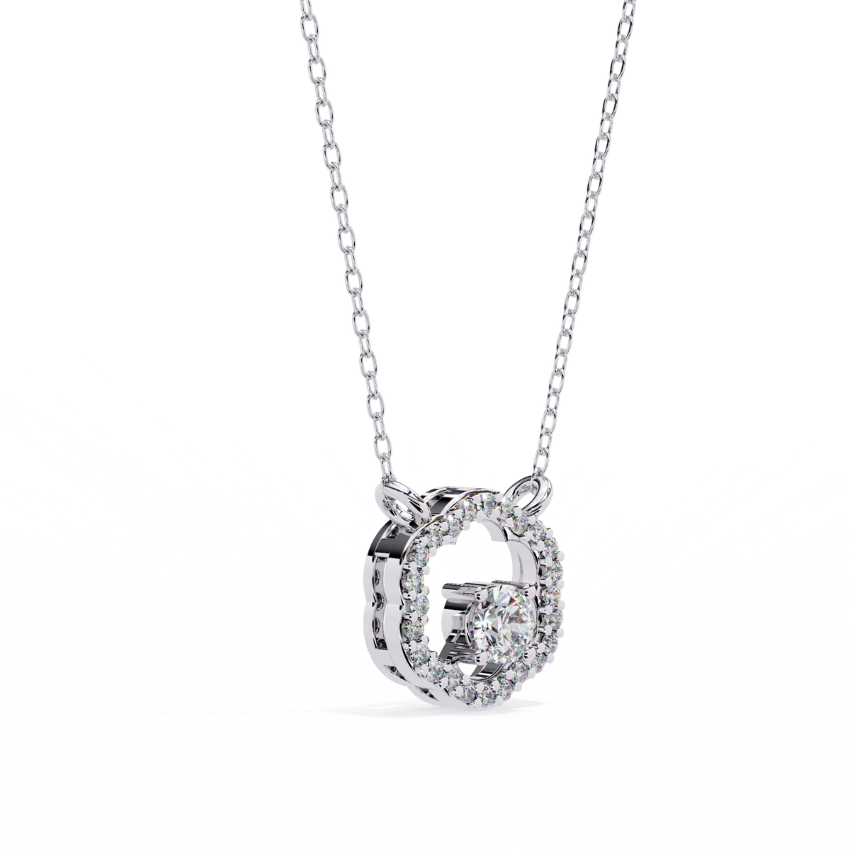 Flower Shape Halo Pendant with Round Lab Grown Diamond - View 7